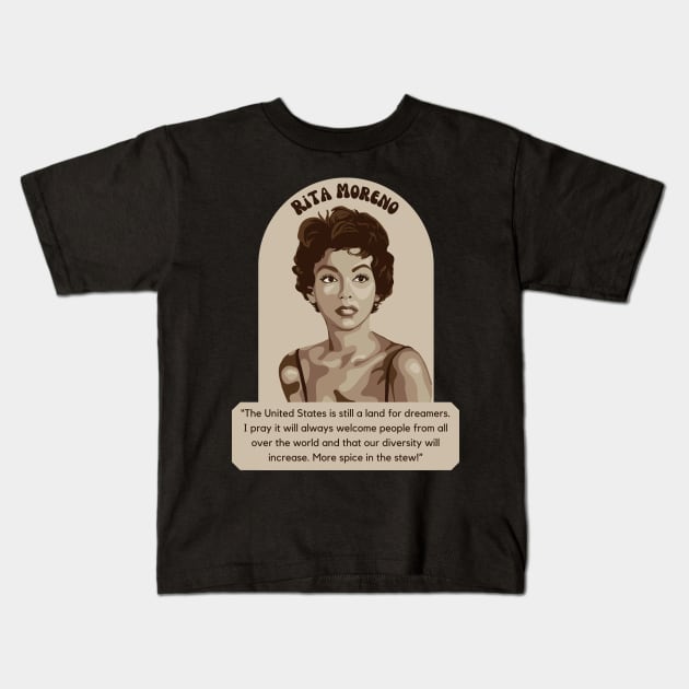 Rita Moreno Portrait Kids T-Shirt by Slightly Unhinged